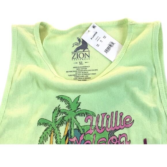 Tank Top T-Shirt Green Texas ""Willie Nelson" Size XL NWT - Picture 3 of 3